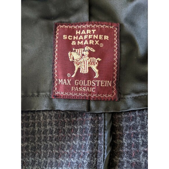 42L Vintage Hart S. Marx MAX GOLDSTEIN TWEED wool red check Top Polo Coat Jacket